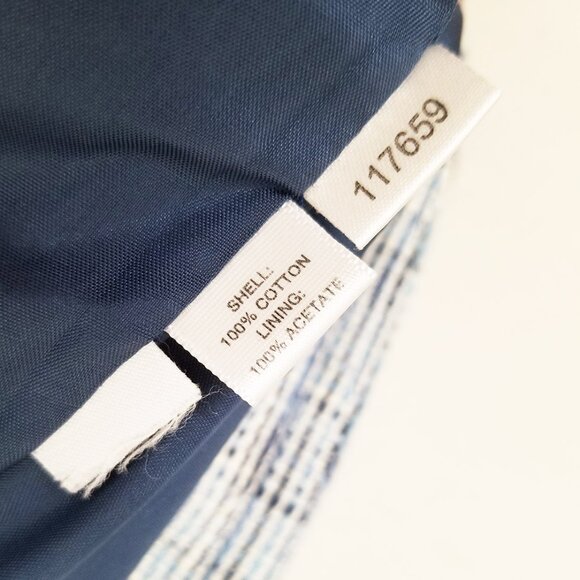 LOFT Ann Taylor Light Blue Tweed 100% Cotton Blazer Jacket 4 Preppy Office Boho - Picture 11 of 15